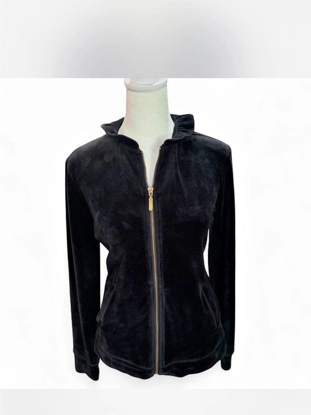 Lilly Pulitzer Black Velour Zip Jacket